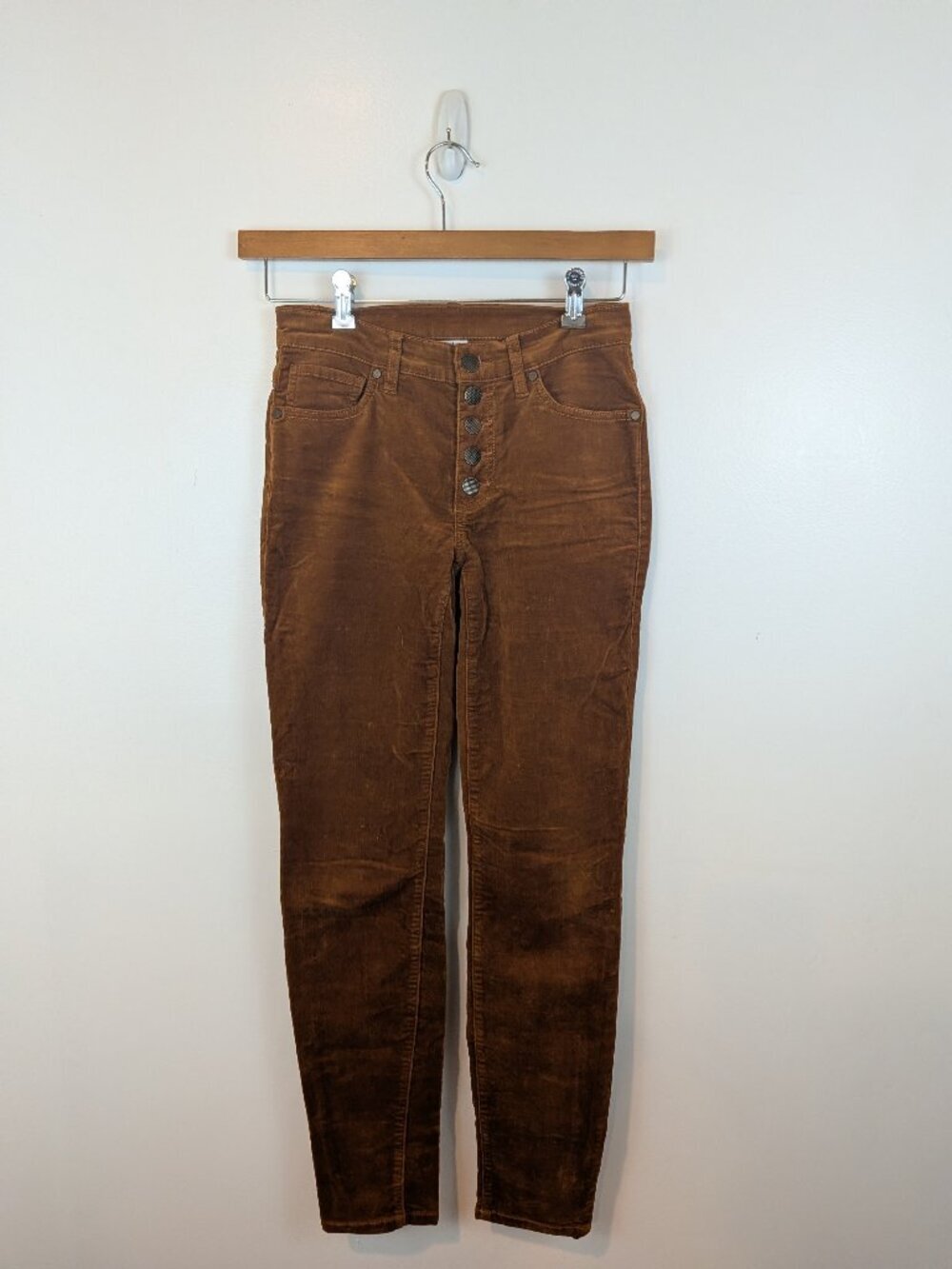 cAbi Rust Brown Buttonfly Corduroy Pants, Sz 0